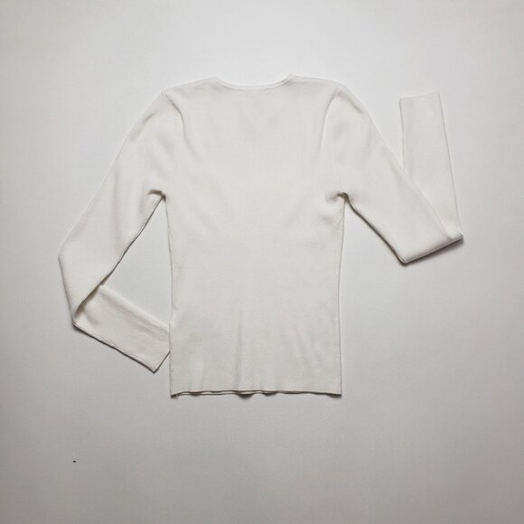 Madewell Wide Rib Sweater Top Women's Small Antique Cream Ivory Sweetheart Neck - Picture 6 of 16